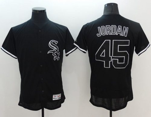 White Sox #45 Michael Jordan Black Fashion Flexbase Authentic Collection Stitched MLB Jersey - Click Image to Close